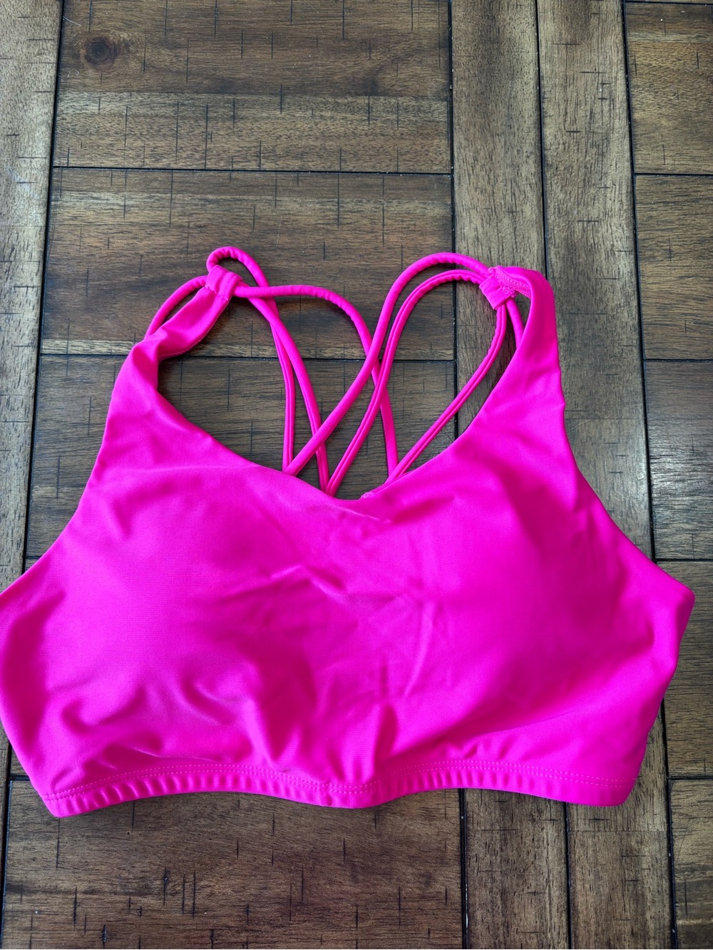 KIAVA Neon Pink Strappy Swim/Sport Bra  Bikini Top